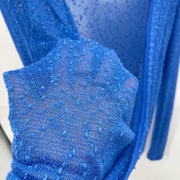 Paper Crane Womens Long Sleeeve Blouse Top Sheer Open Back Stretch Blue Small - Picture 7 of 9